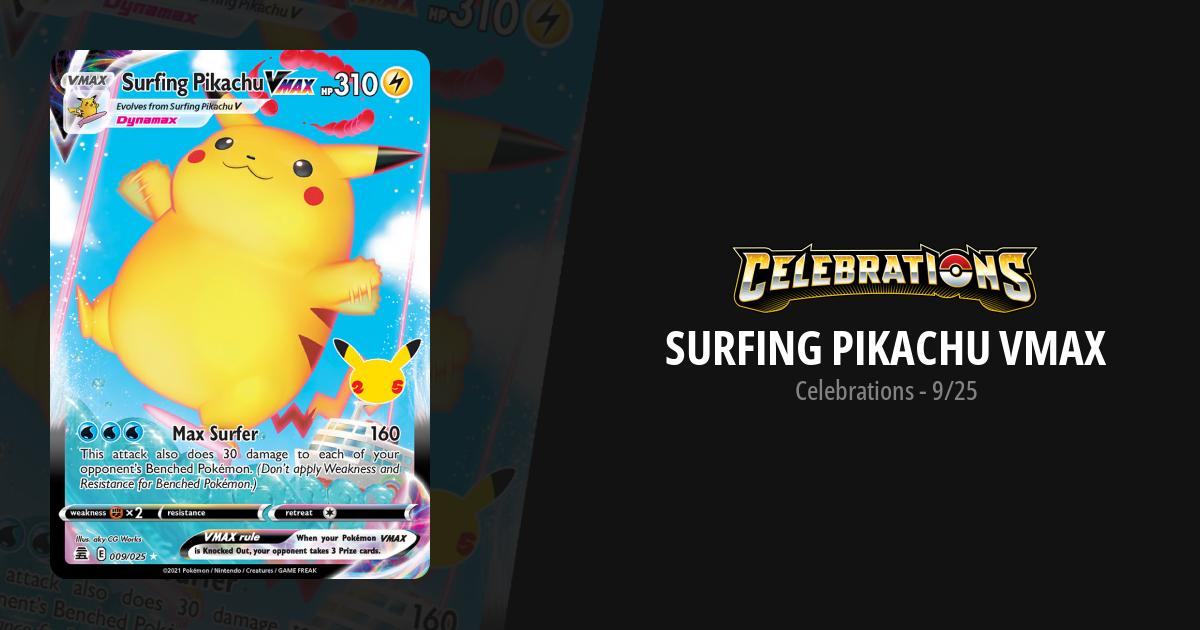 Surfing Pikachu VMAX Pokemon Card Celebrations #9 Full Art Holo GMA 10  GEM-MT - Big Bear Coin & Collectible